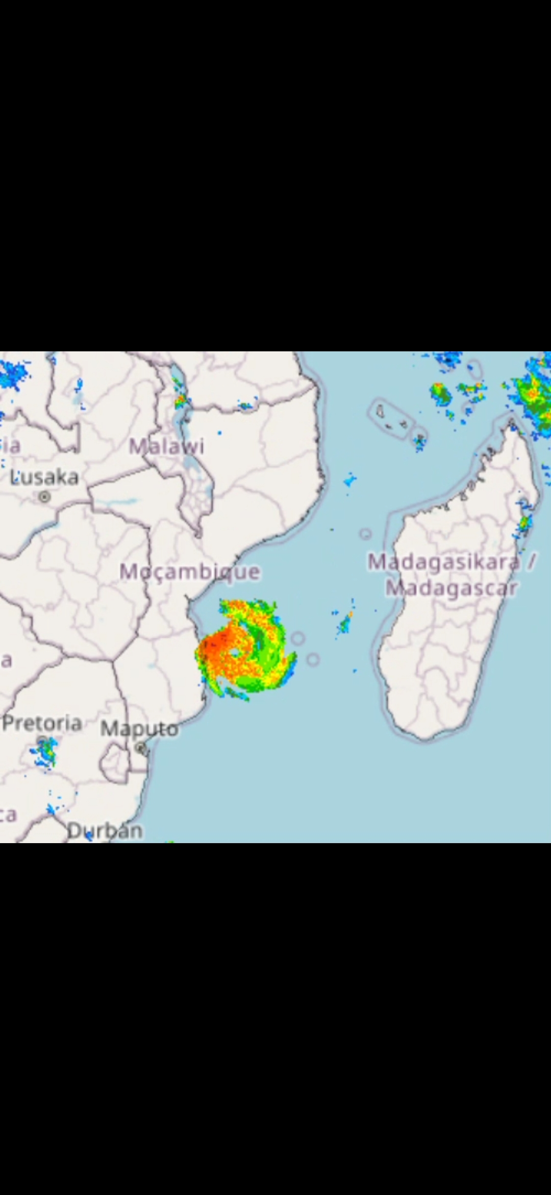 Projeção actual do Ciclone GEZANI