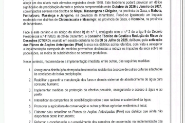 COMUNICADO DE ACTIVAÇÃO DOS PLANOS DE ACÇÕES ANTECIPADAS À SECA 2026/2027